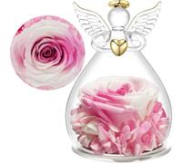 Yamonic Preserved Real Rose in Glass Angel Gift for Women,Eternal Rose