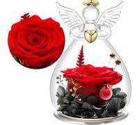 Yamonic Preserved Real Rose in Glass Angel Gift for Women,Eternal Rose Gift for Mum, Anniversary Birthday Gifts for Her, Mothers Day Valentines for Women Wife Nana Daughter