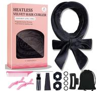 Yampahpa Heatless Curling Rod Headband, 70'' Long Velvet No Heat Curls Headband, Soft Velour Overnight Hair Rollers Set, Lazy Hair Curlers for Long Hair, Black