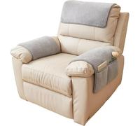 yampiyt 3 Pieces Sherpa Fleece Sofa Armrest Cover with Storage Pockets Non Slip Headrest Cover for Recliner Chair Fuzzy Couch Cover for Dogs Washable Furniture Protector