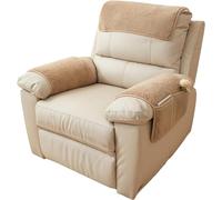 yampiyt 3 Pieces Sherpa Fleece Sofa Armrest Cover with Storage Pockets Non Slip Headrest Cover for Recliner Chair Fuzzy Couch Cover for Dogs Washable Furniture Protector