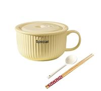 yampiyt Ramen Bowl with Lid, Ramen Noodle Bowl Set, 1000ml Soup Mug, Soup Bowls Microwavable and Dishwasher Safe