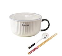 yampiyt Ramen Bowl with Lid, Ramen Noodle Bowl Set, 1000ml Soup Mug, Soup Bowls Microwavable and Dishwasher Safe