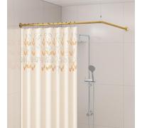 Yampos L-Shaped Corner Shower Curtain Rod, 61-54.6 x 24-53 inch, Adjustable, 90 Degree Curve, 304 Stainless Steel, No Sagging, with 12 Hooks and Ceiling Bracket, Color: