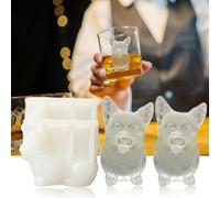 Yamteck 3D Corgi Dog Ice Cube Silicone Molds, Fun Animal Shape Large Corgis Ice Cube Tray for Whiskey, Cocktail, Drink; Cute Novelty Gifts for Corgi Lover, Women Kids. 2 Pack