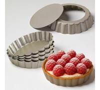 Yamteck 4 Inch Mini Quiche Pans Gold 6 Pack. Egg Tart Molds w/Removable Bottom, Non-Stick Coating, Rugged Carbon Steel for Small Tart Quiche Pie Making. Gift for Women Christmas Thanksgiving Festival