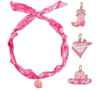 YAMUDA Bandana Scarf Necklace with Charm Disco Ball Pendant Choker Necklace | Personalized Pink Paisley Bandana Choker,4 Interchangeable Western Charms,Y2K Barbie Rodeo Accessories Gift for Women