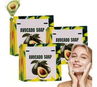 Yamusa Avocado Soap for Skin, Avocado Soap, Nourishing Brightening Bath Soaps, Handmade Natural Avocados Oil Cleansing Bar for Face, Body, Deep Cleansing Moisturizing, For All Skin Types (3pcs)