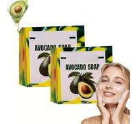 Yamusa Avocado Soap for Skin, Avocado Soap, Nourishing Brightening Bath Soaps, Handmade Natural Avocados Oil Cleansing Bar for Face, Body, Deep Cleansing Moisturizing, For All Skin Types (2pcs)