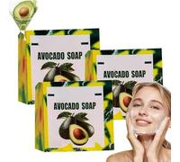 Yamusa Handmade Avocado Soap - Natural Avocado Oil Cleansing Bar for Face, Body & Hands | Organic, Nourishing & Moisturizing Bar for Dry & Sensitive Skin (3 PCS)