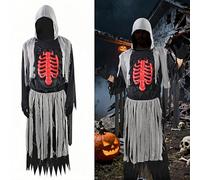 Yamvisa Grim Reaper Costume for Men - Adult Halloween Costume Glaring Grim Reaper Halloween Fancy Dress Costumes (Grey, L)
