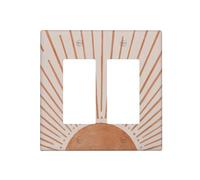 Yamxbfa 60s Orange Vinrage Boho Sun Mid Century Minimalist Abstract Sunrise Sunset Double Rocker/Decora Outlet Covers 2 Gang Light Switch Cover Decorative Gfci Wall Plate Electrical Switchplate