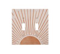 Yamxbfa 60s Orange Vinrage Boho Sun Mid Century Minimalist Abstract Sunrise Sunset Double Toggle Light Switch Covers Plate Decorative 2 Gang Wall Plate Dual Device Electrical Switchplate for Bathroom