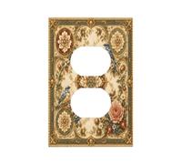 Yamxbfa Decorative Outlet Covers Vintage Square Floral Blue Bird Medallion Tapestry 1 Gang Duplex Light Switch Cover Plate Unique Wall Plates Switch Plate Covers for Bedroom Home Decor