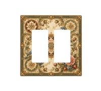 Yamxbfa Decorative Outlet Covers Vintage Square Floral Blue Bird Medallion Tapestry 2 Gang Light Switch Cover Plate Double Rocker Wall Plates Switch Plate Covers for Bedroom Home Decor