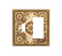 Yamxbfa Decorative Outlet Covers Vintage Square Floral Blue Bird Medallion Tapestry 2 Gang Light Switch Cover Plate Single Toggle 1 Rocker Wall Plates Electrical Switch Plate Covers for Home Decor