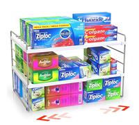YAN & HIN Expandable Foil and Plastic Wrap Organizer, 3-Tier Storage Rack for Kitchen Countertop, Storage Organizer for Kitchen Accessories… (Set of 1)