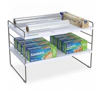 YAN & HIN Expandable Foil and Plastic Wrap Organizer, 3-Tier Storage Rack for Kitchen Countertop, Storage Organizer for Kitchen Accessories… (Set of 1)
