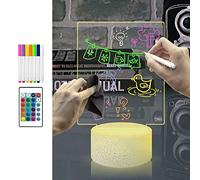 Yan-tech 2 in 1 LED Night Light 16 Color Change 13.7×17.5 CM DIY Message Board Remote Control Touch Sensor AA Battery Powered 7 Color Pens Party Decor Desk Table Nightstand Lamp