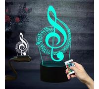 Yan-tech 3D LED Night Light Musical Symbol Pattern 16 Colors Gradient Desk Lamp Smart Touch/Remote Control Illusion Lighting Base Creative Gifts for Music Lover Fans Kids Friends Home Decor