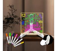 Yan-tech Acrylic Dry Erase Board with Stand Led Note Board with Colors Handwriting Transparent Message Board 5.91 * 5.91IN LED Drawing Board Doodle USB Powered Bedside Lamp for Office Home Decor