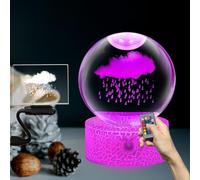 Yan-tech Creative Multi-Color Crack Base Glass Crystal Ball 3.15inches Sphere Rain Cloud Night Light Mood Atmosphere Table Lamp 16 Colors Touch & Remote Control Sculpture Home Decor Birthday Gift