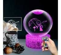 Yan-tech Glass Ball Table Lamp Prince and Rose Sky Star Model 3.15in Figurine Atmosphere Night Light for Kids Fairy Lover Crystal Ball Romantic with 16 Colors Luminous Base Remote Control Gift Decor