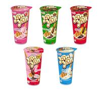 Yan Yan Assorted 50g Pack of 5 (Chocolate, Strawberry, Vanilla, Hazelnut & Double Cream) - Japanese Biscuit Stick Snack Variety Box