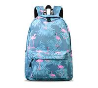YANAIER Waterproof School Backpack for Girls Teens Cute Print Bookbag Laptop Backpack Women Travel Casual Daypack Blue Flamingo-1