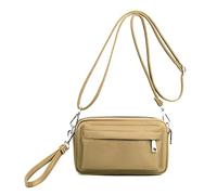 YANAIER Women Small Crossbody Bag Waterproof Nylon Mini Cell phone Purse Wristlet Pouch Clutch Shoulder Bags for Lady Girl Khaki