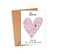 Yanashop88 Oma You're One In A Million Card - Oma Birthday Card - Thank You Greeting Card - Card For Her - Anniversary Card - Mother's Day Card - Thank You Card - I Love You Oma Card