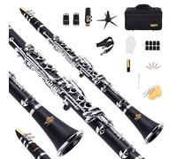 YANASON B Flat Clarinet,Bb Beginner Student Clarinet Bb Nickel-Plated 17 Key Clariet for School Band Orchestra adult kid with Hard Foam Case,Barrels*2,Pads*8,Stand, Cleaning Kit,Gloves,Strap,Reeds*8