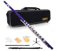 YANASON Purple C Flute Closed Hole 16 Keys Flute Nickel-Plated for Beginner, Student and Professionals with Carrying case, Metal stand, Gloves, Tuning Rod, Cleaning kit(Purple)