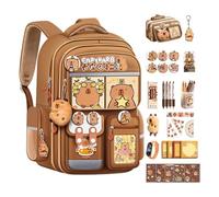Yanayi Capybara Backpack - Laptop School Bag with Abundant Accessories,Cute Students Aesthetic Bookbag for Girls Women Students Teen Family Friends