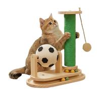 Yanayi Cat Scratch Post | Wooden Vertical Interactive Toy with Mint Ball - Cat Scratcher Post | for Home Indoor Play Climbing Scratching Floor Play Travel Training Exercise