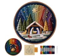 Yanayi Christmas Embroidery Kits for Beginners | Handmade Nativity Scene,Stamped Embroidery Beginners Kit,for Women Girls Festival Halloween Birthday Housewarming Practice Home Decor