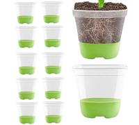 Yanayi Clear Pots 12 Pieces with Silicone Base - Nursery Start Trays, Clear Plant Pots with Drainage, Nursery for Plants, Reusable Flower Pot