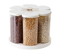 Yanayi Rotating Food Dispenser | Grain Dispenser Rotating Kitchen Storage Containers | 6-Grid Storage Organizer for Kitchen Countertop Flour Sugar Bean Cereal Snack Candy Pantry Organization