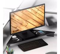 YANBI Computer Monitor Stand Extra Long Triangle Screen Riser, Computer Desktop Corner Shelf wooden Organizer, single Tier Storage Rack Holder Weight capacity 40 kg (Color : Black)