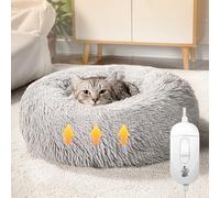 YANBI Heated Cat Bed/Dog Bed, Round Donut Heated Pet Bed for Medium Large Dogs & Cats, Washable Electric Thermal Plush Warming Cat House Tent (Size : Size xl)