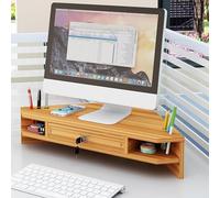 YANBI Monitor Stand Riser with Pen Holder/drawer, Triangle Corner Desk Elevated Stands for Laptop/TV/Tablet, 2 Shelf Office Organizer Storage Rack (Color : Brown)