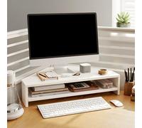 YANBI Office Organizer Rack with Storage, Wooden Corner Monitor Stands for Desk, Triangular Monitor Shelf Riser Lifting Tablet Holder (Color : White)