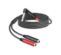 YANBORONSN 1/4 Inch Y Splitter Cable,90 Degree 6.35mm Male to Dual 6.35mm Mono Female Cable,Quarter Inch Audio Speaker Splitter Converter for Microphones,Amplifiers (1.8M)