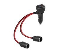 YANBORONSN 1 to 2 Car Cigarette Lighter Splitter, 2-Socket Car Cigarette Lighter Adapter with Dual Independent Switches, 12V 24V Cigarette Lighter Extension Plug Cord with 15A Fuse