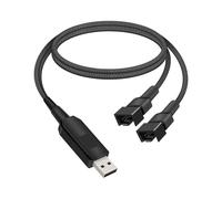YANBORONSN 12V Step-Up USB to Fan Power Adapter Cable,Full Speed USB A Male to Dual 3PIN & 4PIN PC Fan Braided Cable for PC Cooling Fans(0.5M)