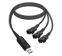 YANBORONSN 12V Step-Up USB to Fan Power Adapter Cable,Full Speed USB A Male to Three 3PIN & 4PIN PC Fan Braided Cable for PC Cooling Fans(0.5M)
