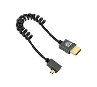 YANBORONSN 8K Micro HDTV Coiled Cable,90 Degree Right Angle Short Spring Spiral Micro HDTV to HDT V,HDTV2.1 Cable Supports 8K@60Hz,48Gbps,for Camera,TV,Tablet (2.2Ft)