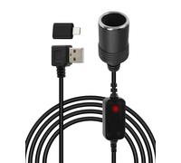 YANBORONSN 90 Degree USB A Male to Cigarette Lighter Socket Cable,USB A Male to Cigarette Lighter Adapter,Ith LED Indicator Light,for Car Driving Recorder GPS E-Dog and More(3M)