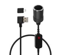 YANBORONSN 90 Degree USB A Male to Cigarette Lighter Socket Cable,USB A Male to Cigarette Lighter Adapter,Ith LED Indicator Light,for Car Driving Recorder GPS E-Dog and More(70CM)