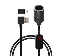 YANBORONSN 90 Degree USB A Male to Cigarette Lighter Socket Cable,USB A Male to Cigarette Lighter Adapter,Ith LED Indicator Light,for Car Driving Recorder GPS E-Dog and More（1.2M）